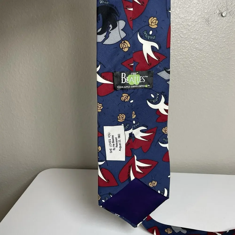 The Beatles SHE LOVES YOU 100% Silk Neck Tie 1991 Apple Corps Limited - Picture 6 of 7